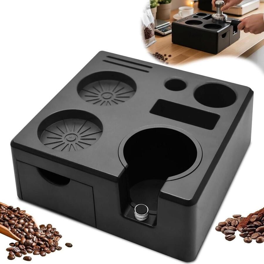 Tamper Station Espresso Pers Koffie Bereiden In hoogte verstelbaar 51-58 mm Zwart