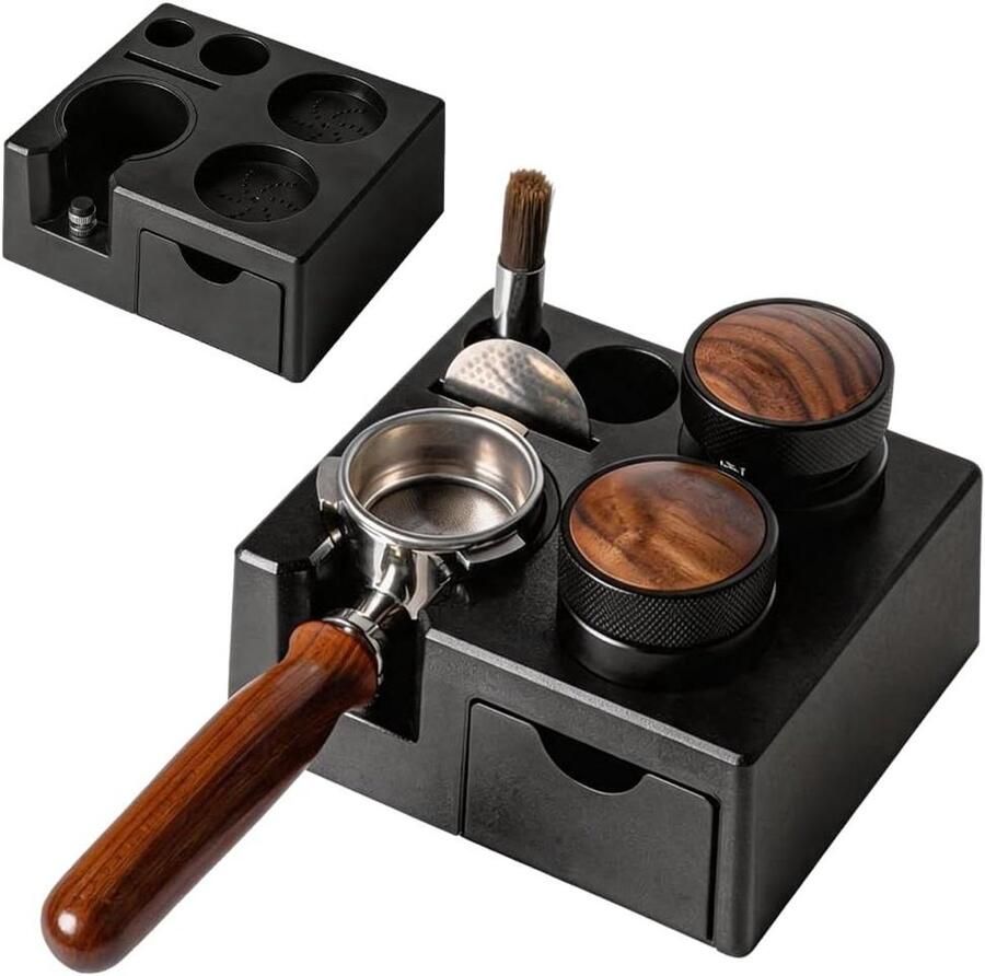 Tamper Station Koffie Accessoire Espresso Bereiding Universele Pasvorm 51-58 mm Zwart