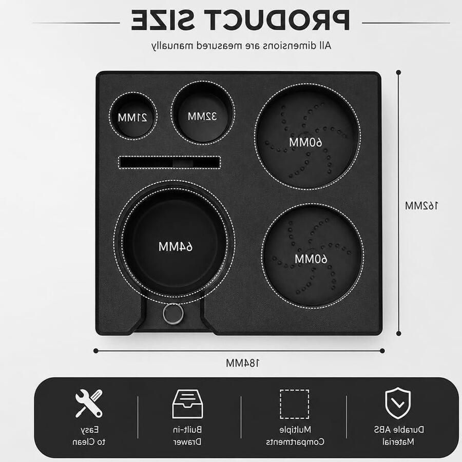 Tamper Station Koffie Accessoire Houder Espresso Bereiden Universeel 51-58mm 18.4 cm Zwart