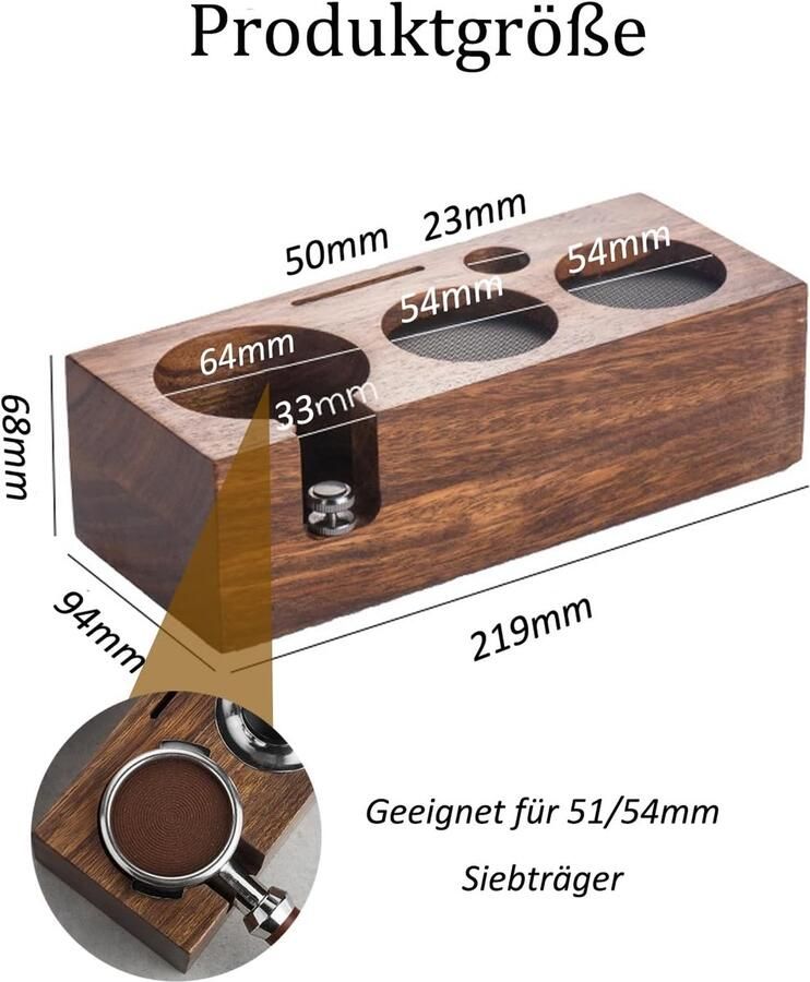 Tamper Station Koffie Accessoires Espresso Bereiden In Hoogte Verstelbaar 51mm 54mm Compatibel Walnoot Hout