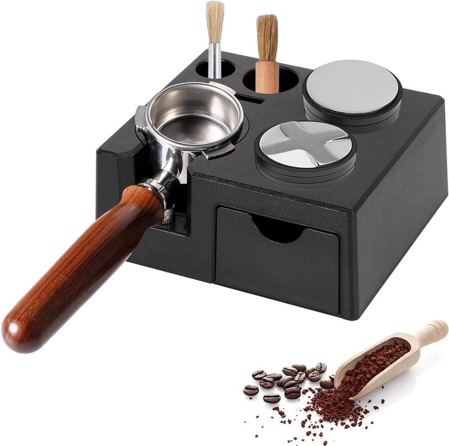 Tamper Station Koffie Bar Station Houder Espresso Bereiden Verstelbare Hoogte 51-58 mm Zwart