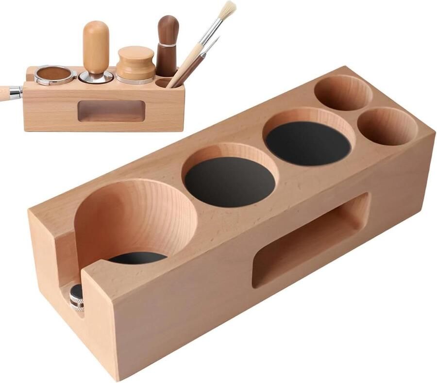 Tamper Station Koffie Organizer Espresso Voorbereiden Gestroomlijnde Opstelling 58 mm Natuurlijke Houtnerf