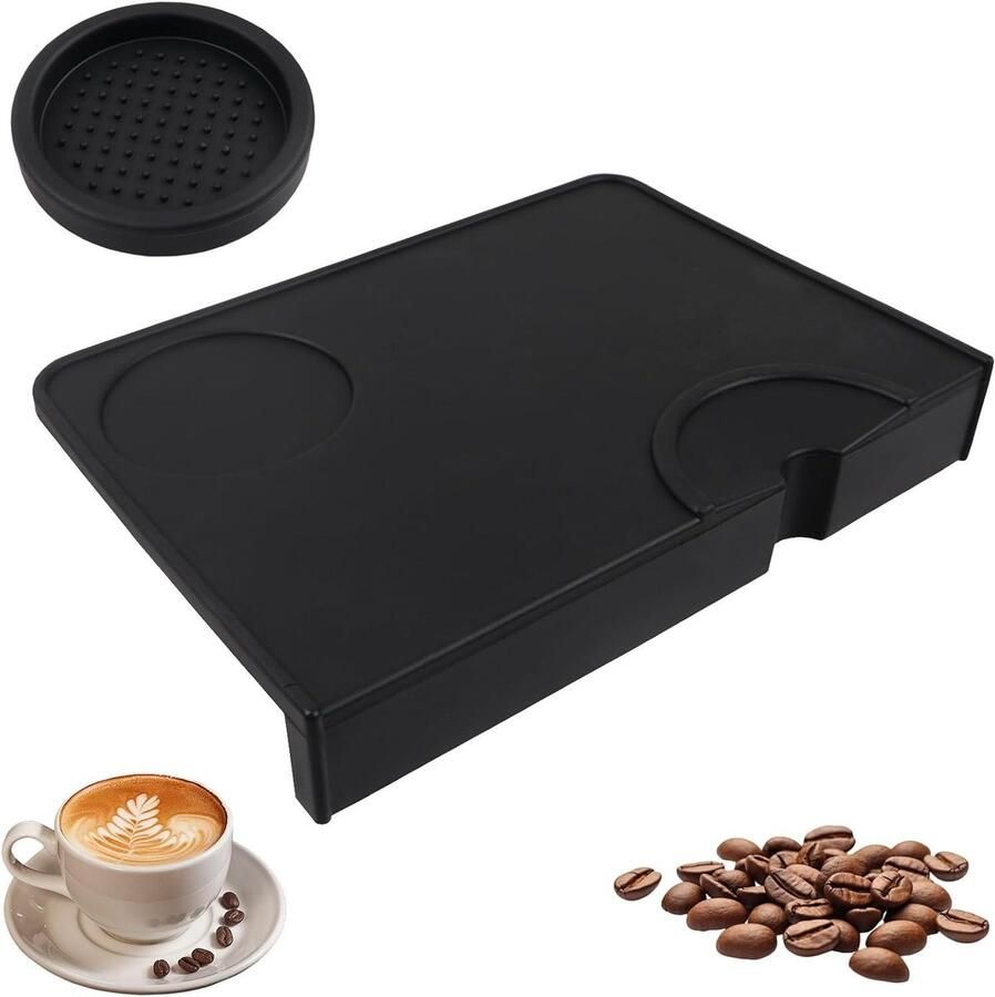 Tampermat Set Barista Mat Espresso Bereiden Randbescherming 2 Stuks Zwart