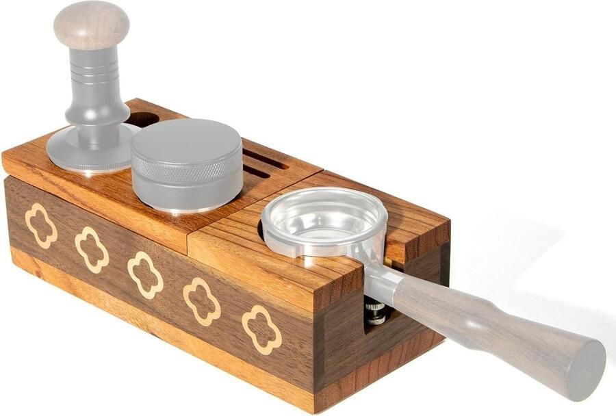 Tamperstation Hout Koffie Accessoire Houder Espresso Bereiden Instelbare Hoogte 51 mm Natuurlijk