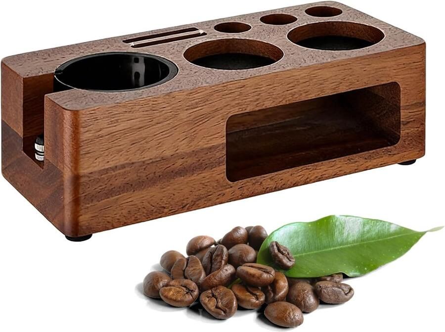 Tamperstation Hout Koffie Organizer Espresso Bereiden Antislip Onderkant 24 cm Okkernoot