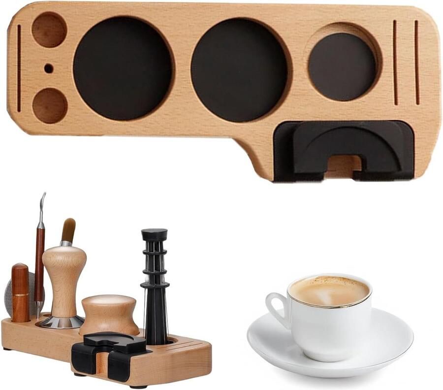 Tamperstation Koffie Barista Station Koffiezet Espresso Bereiden Veelzijdige Compatibiliteit 51 53 58mm Beuken