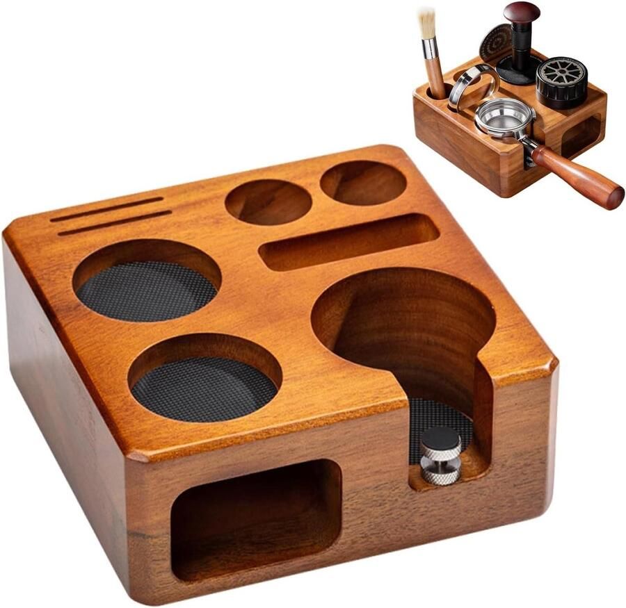 Tamperstation Koffie Espresso Station Barista Werkplek Verstelbare Hoogte 58 mm Bruin