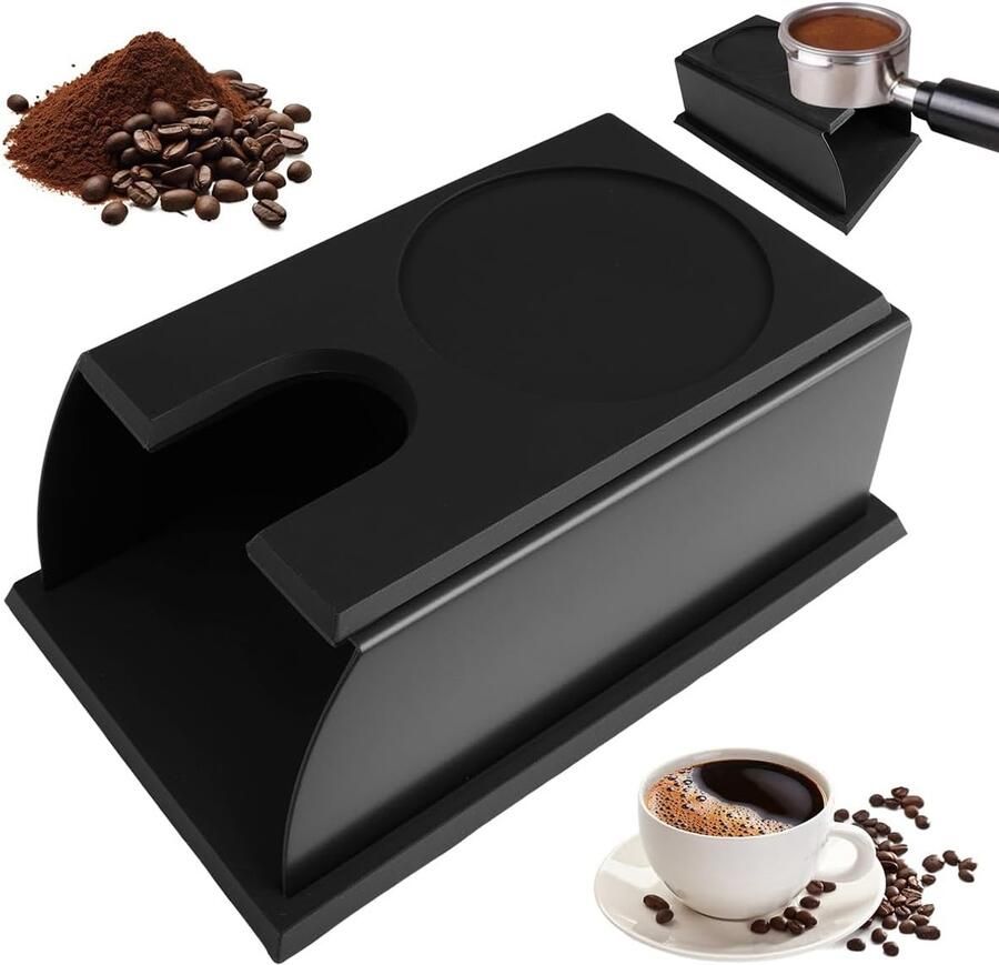 Tamperstation Koffie Tamping Station Espresso Bereiding Antislip Siliconen Bodem 14 x 9.1 x 5.5 cm Zwart