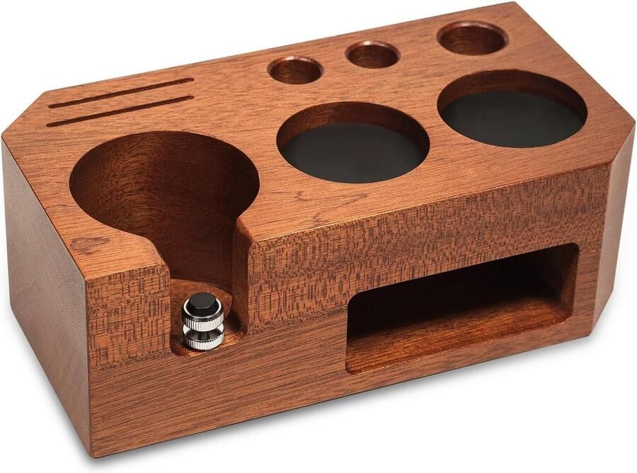 Tamperstation Walnoot Koffie Accessoire Houder Espresso Bereiding Verstelbare Hoogte 58 mm Bruin