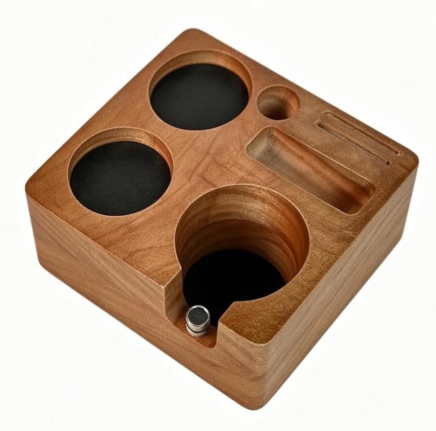 Tamping Station Koffie Organizer Espresso Bereiding Walnoothout Materiaal 51 54mm Compatibel Bruin