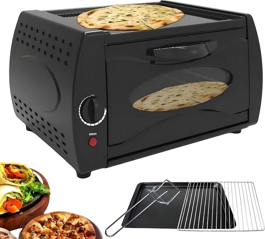 Tandoor Oven Pizza Naan Maker Thuis Bakken Dubbele Capaciteit 30 cm Breed Zwart