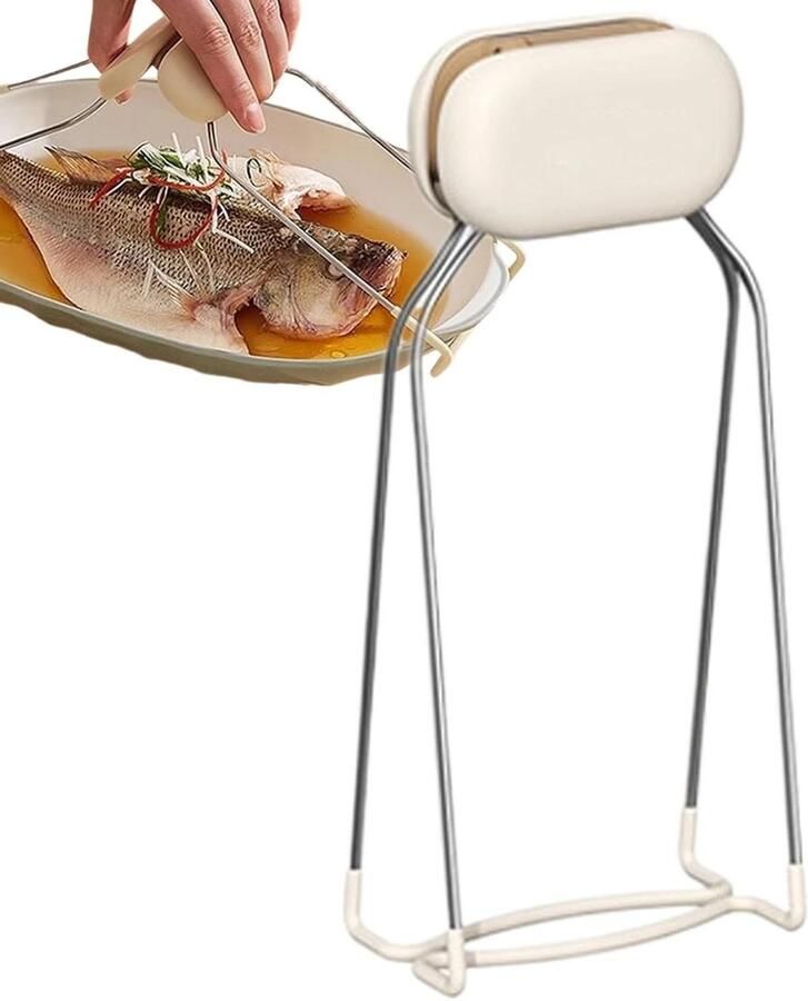 Tang voor borden Hete schaal houder Warme objecten pakken Ergonomisch antislip ontwerp 19.3 cm lengte Zwart