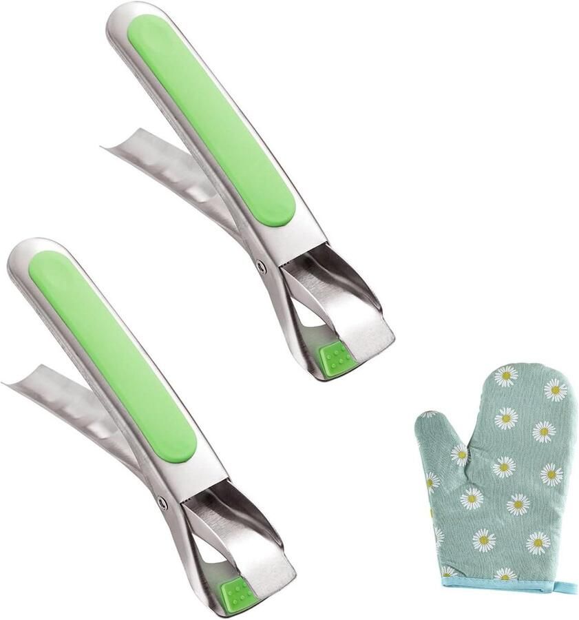 Tang voor heteluchtfriteuse en oven met siliconen handgreep set van 2 stuks met beschermende handschoenen