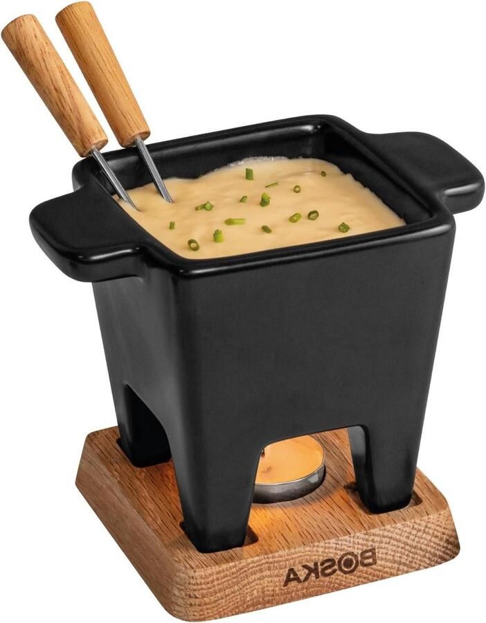 Tapas Fondue Kaasfondue Set Gezellig Tafelen Inclusief Waxinelicht 300 ml Zwart
