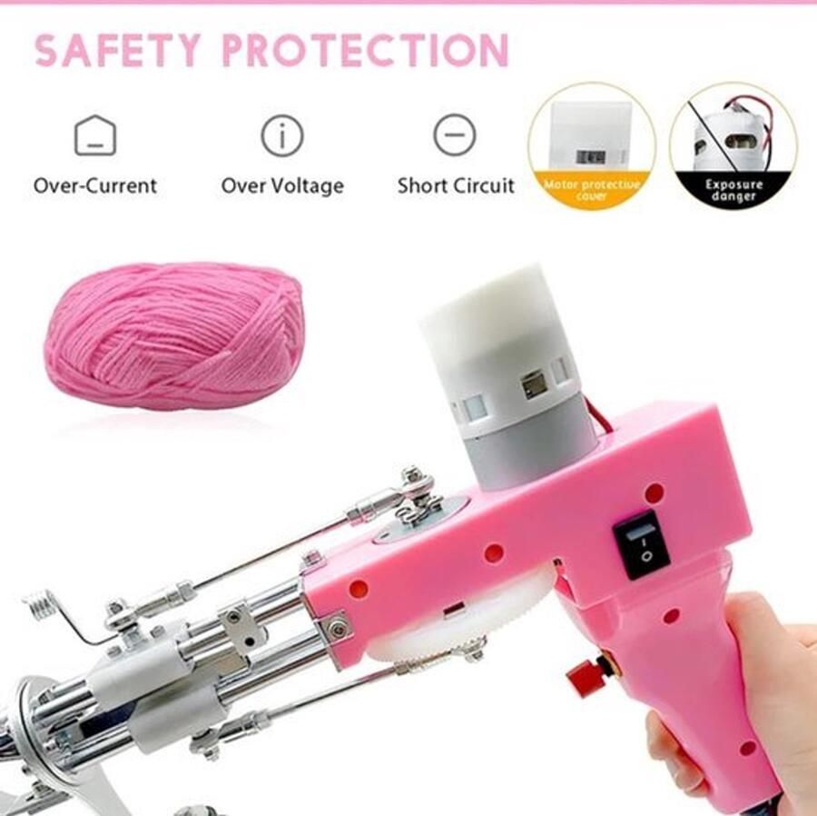 Tapijtpistool 2-in-1 Snij- En Krulmodus 70W Metalen Constructie Roze Voor Tapijten Maken