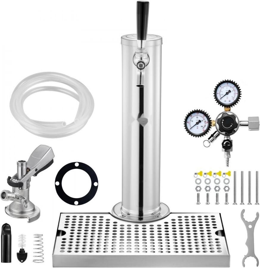 Tapzuil Biertap Kit Kegerator Conversieset 1 Kraan Roestvrij Staal CO2 Regelaar W21.8 Dubbele Manometer A-systeem Vatkoppeling Lekbak Voor Thuisbar