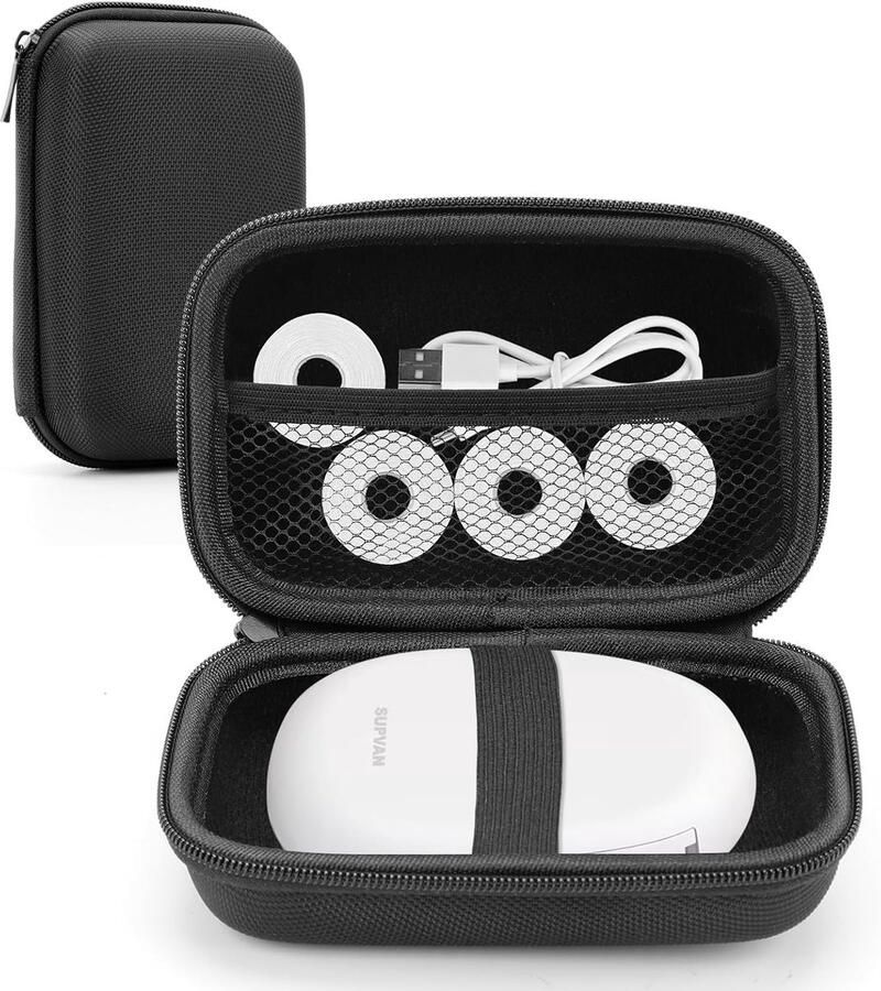 Tas voor Supvan labeltape en labelprinter Bluetooth etui kabelorganizer voor E10 labelprinter (zwart)