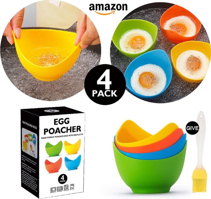 TDR- BPA-vrij Ei Pocheerder -siliconen eier stomer 5-delige set