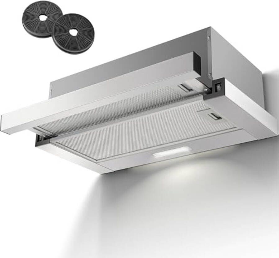 Telescopische Afzuigkap 60 cm met Koolstoffilter 620 m³ u