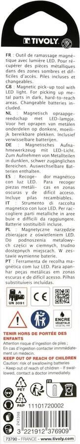 Telescopische magneetstang L81cm Opvanggereedschap voor metalen onderdelen met moeilijke toegang LED activeerbaar deactiveerbaar (batterij inbegrepen) Ergonomische handgreep Maximaal