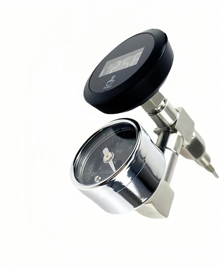 Temperatuur Drukmeter Koffiemachine Meter Espresso Bereiding Geïntegreerd Dubbel Display Standaard Maat Zilver