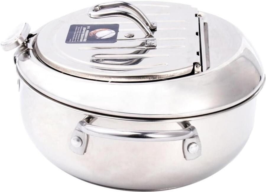 Temperatuurgestuurde Friteuse Kookpot Frituurpan Veilig Frituren Met Thermometer 20.5 cm Zilver