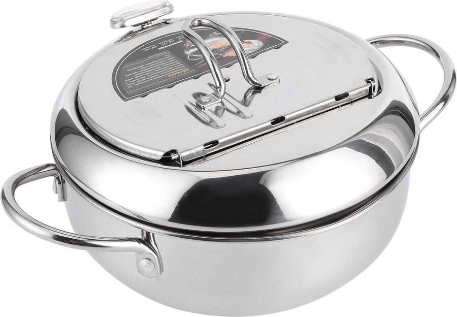 Tempura friteuse Japanse frituurpan met frituurpandeksel oliefilter keukengereedschap L 24 cm Small 20cm