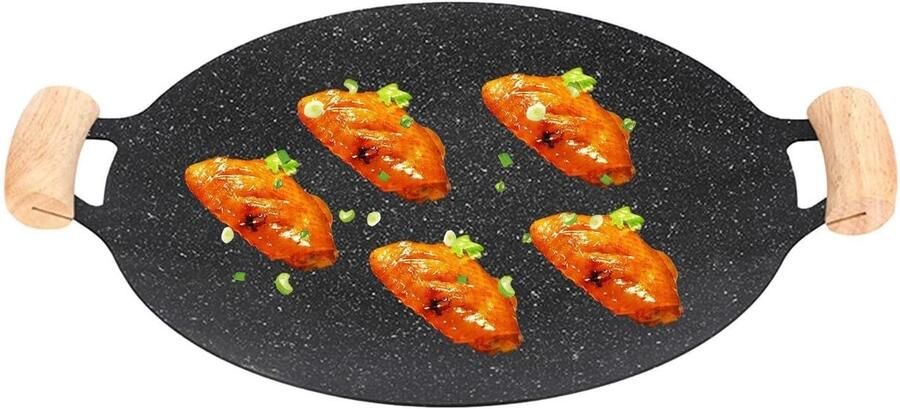 Bakplaat Gietijzer Grill Pan Buiten Koken Anti-aanbaklaag Diameter 34cm Zwart