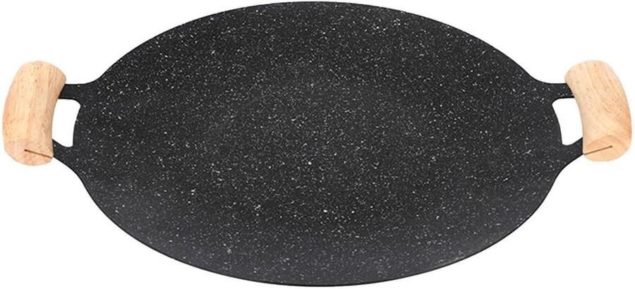 Teppanyaki Grillpan Ronde Grillplaat Buiten Koken Natuurlijke Minerale Coating 30cm Diameter Zwart
