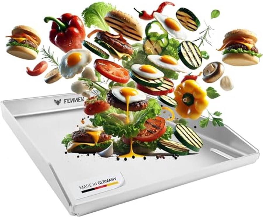 Teppanyaki Grillplaat 40 x 30 cm Roestvrij Staal Perfect voor Burgers Groenten Vis en Meer