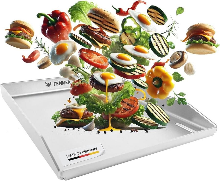 Teppanyaki Grillplaat 40 x 30 cm Roestvrij Staal Perfect voor Burgers Groenten Vis en Meer