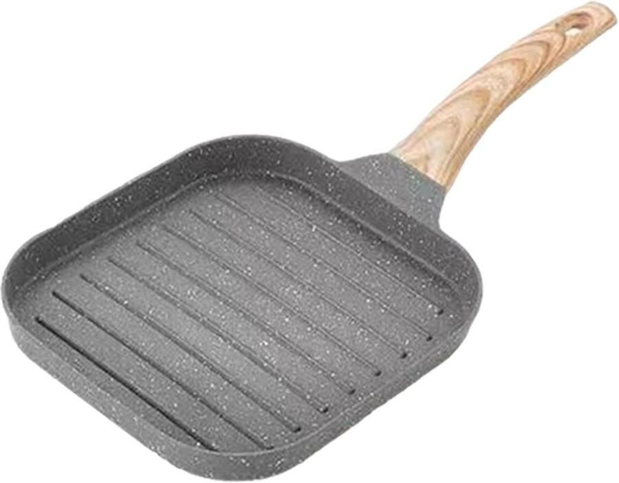 Teppanyaki Grillplaat Bakplaat Koekenpan Vlees Groente Bakken Draagbare Vetafvoer 37x19x2.5cm Grijs