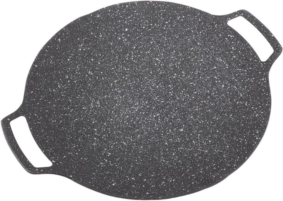 Teppanyaki Koekenpan Koreaanse BBQ-plaat Buiten Koken Glad Antiaanbakoppervlak 33cm Grijs