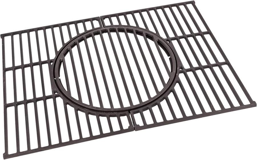 Tepro Universele gietijzeren grillroosterset met rooster-in-roostersysteem van geëmailleerd gietijzer met uitneembaar midden voor verschillende inzetstukken kleur zwart afmetingen ca. 41 5 x 55 x 1