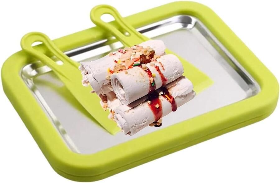 Thaise IJsplank Rol ijs machine Desserts maken Roestvrij staal 44 x 32 cm Groen