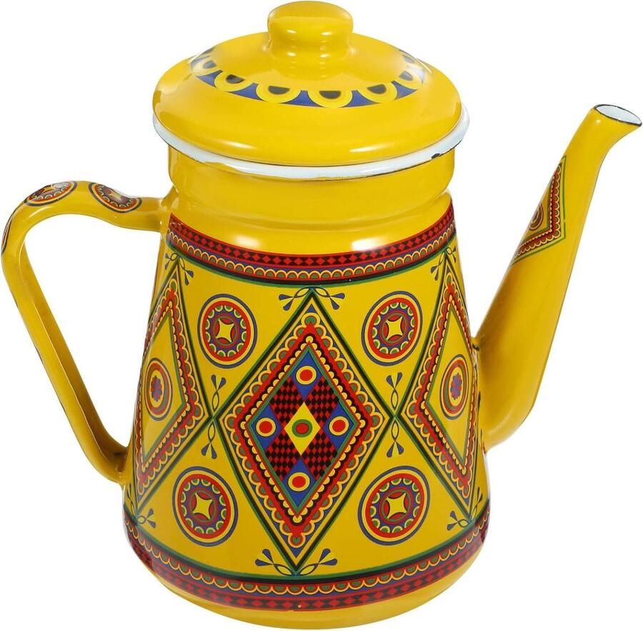 Thee Ketel Waterkoker Emaille Koffie Thee Zetten Fluitketel Functie 1.5 Liter Geel