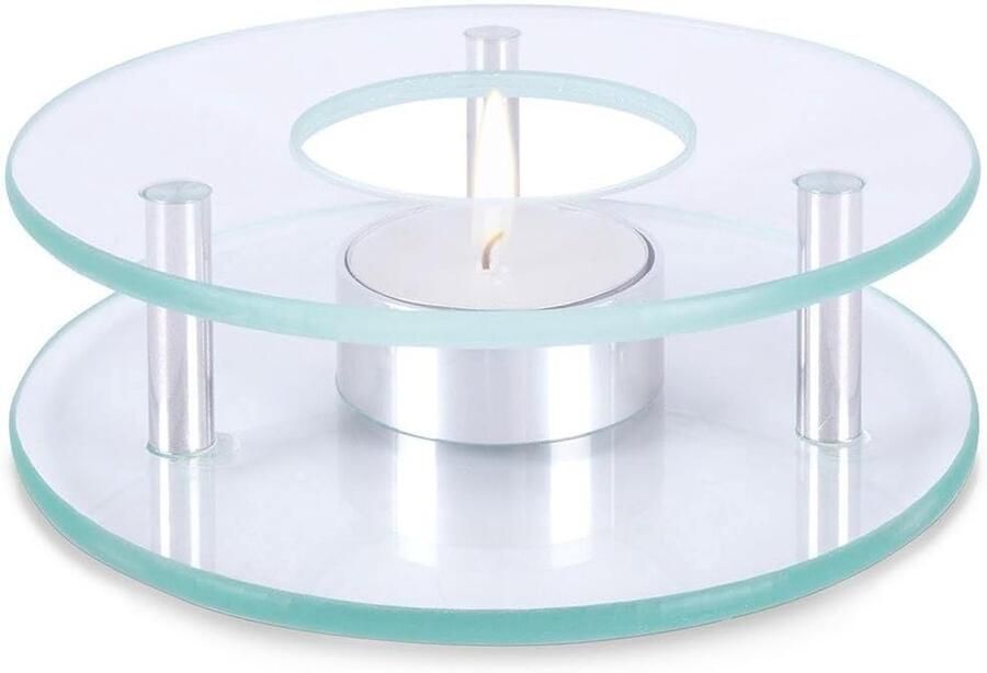 Thee Rechaud Warmhoudplaat Thee Warm Houden Glazen Platen 12.5 cm Zilver