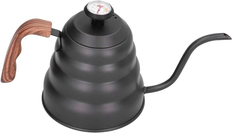 Thee Waterkoker Koffiekan Zwanenhals Koffie Zetten Met Ingebouwde Thermometer 1.2 Liter Zilverkleurig