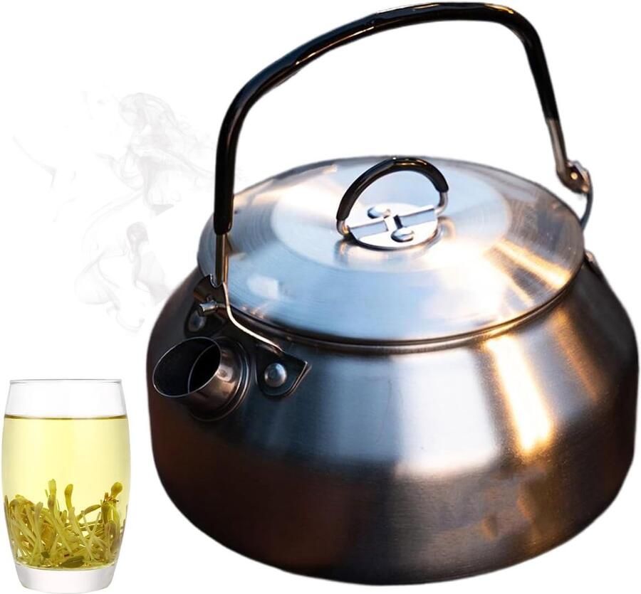 Waterkoker Roestvrij Staal Thee Ketel Koken Water Compact Reismodel 0.8 Liter Zilver