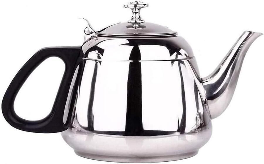 Theeketel 1L Waterkoker RVS Thee Zetten Vaatwasserbestendig 1 Liter Zilver
