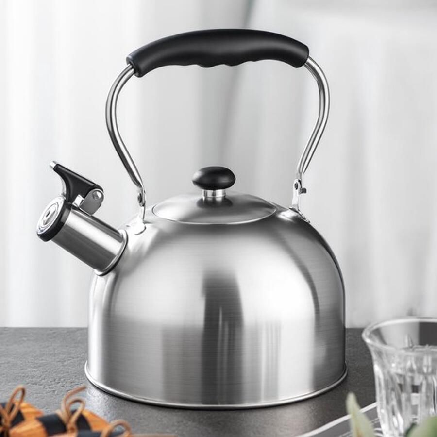 Theeketel 2 64 liter kookplaat roestvrijstalen waterkoker voor camping en keuken opvouwbaar handvat zwanenhals uitloop perfect voor koffie en thee