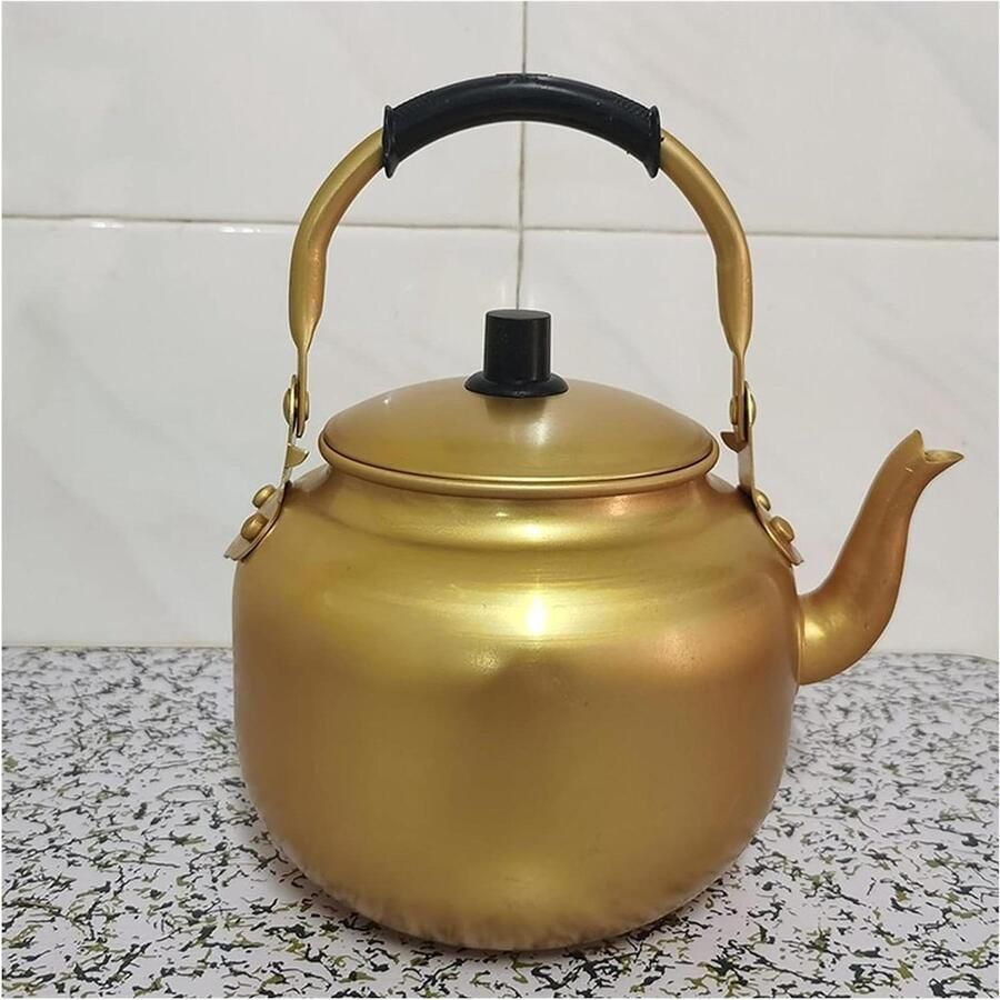 Theeketel Aluminium Waterkoker Ketel Water Koken Geschikt voor Kachels 3 Liter Geel