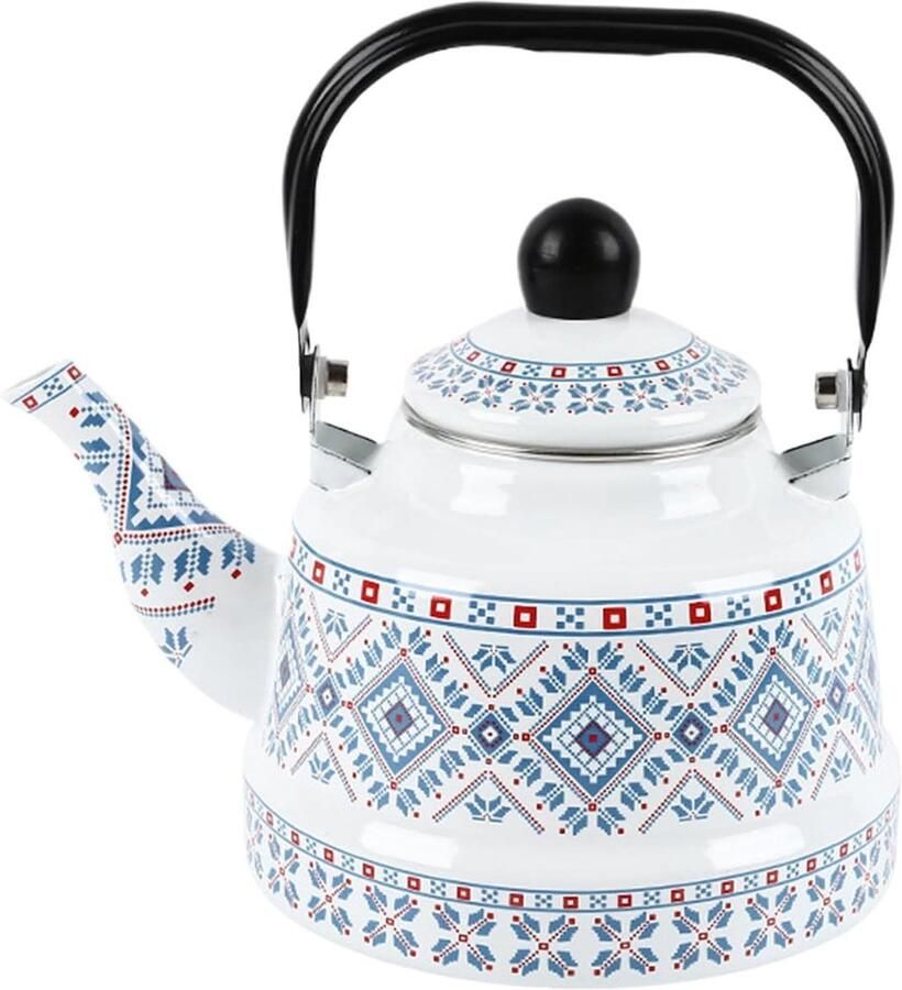 Theeketel Emaille Waterketel Kookplaat Thee Zetten Druppelvrije Schenktuit 25 Liter Blauw