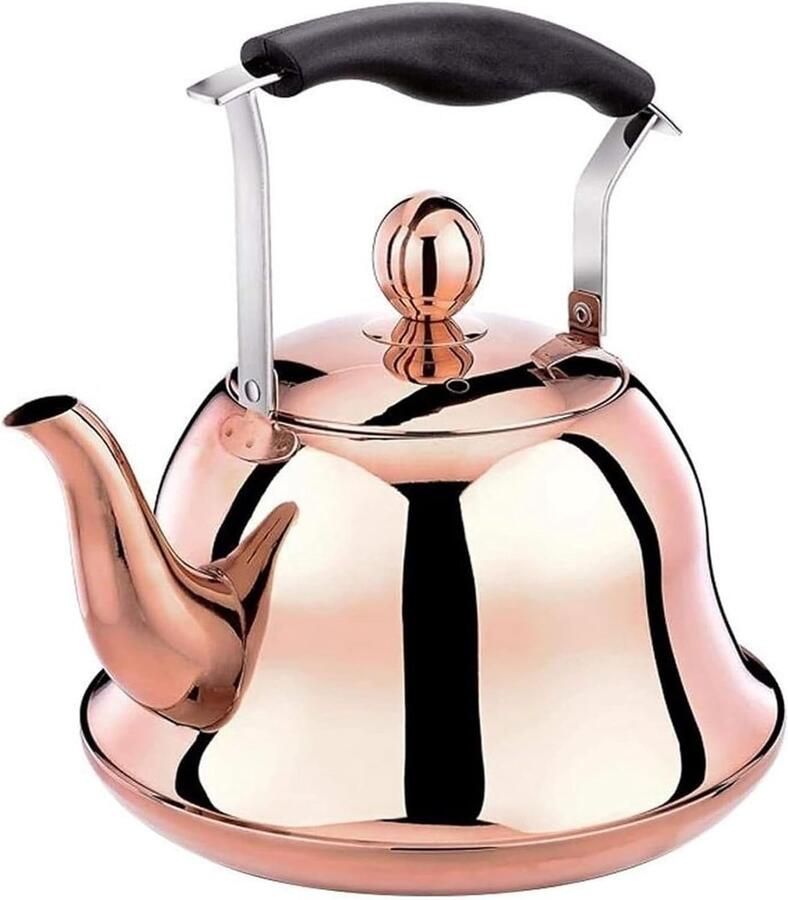 Theeketel Fluitend Waterkoker Roestvrij Staal Snel Water Koken Roestvrij Staal Constructie 2 Liter Rosé Goud