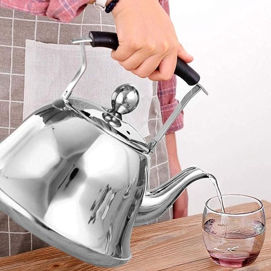 Theeketel Fornuis Gepolijste Waterketel Water Koken Met Fluitsignaal 3 Liter Zilver