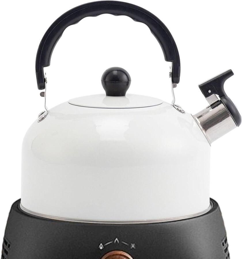 Theeketel met fluitje Waterkoker fornuis Koffie en thee zetten Roestvrij staal 3 liter Wit
