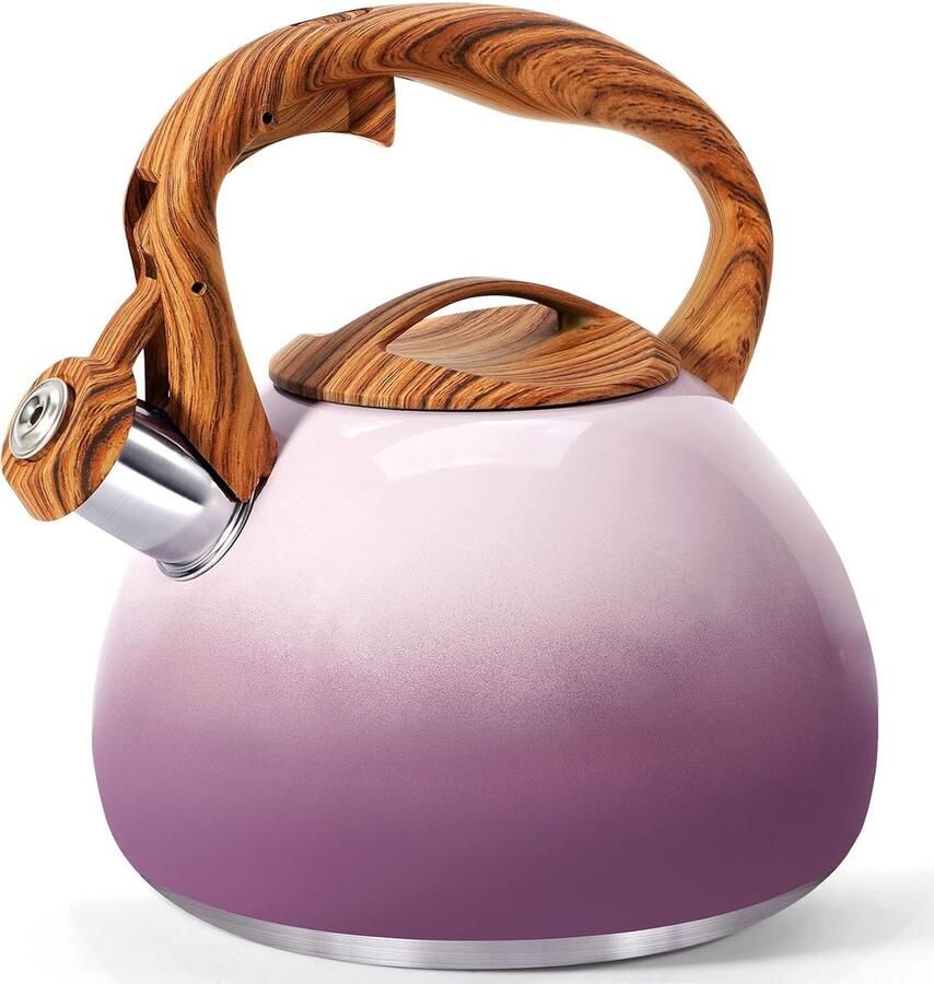 Theeketel met Fluitje Waterkoker Theepot Water Koken Bessen Geïnspireerd Ontwerp 3 Liter Paars