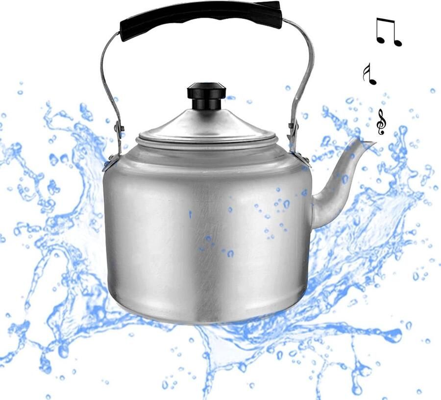 Theeketel met infuser Waterkoker Water koken Opvouwbare handgreep 5L Zilver