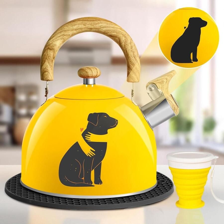 Theeketel met Kleurverandering Waterketel Kookplaat Thee Zetten Magisch Kleurveranderend 2 Liter Geel