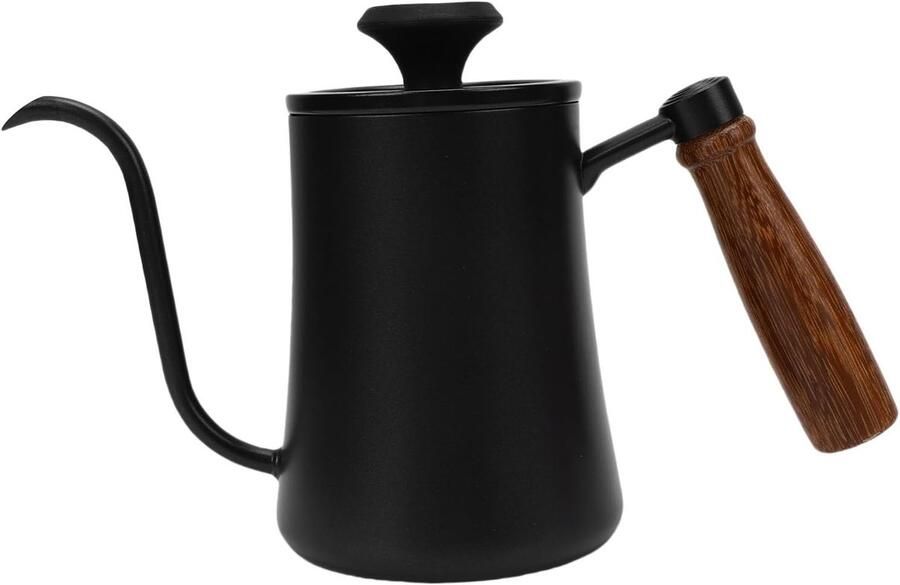 Theeketel met thermometer Koffiezetketel schenkkan Precieze dranken bereiden Ingebouwde temperatuurmeter 500 ml Zwart